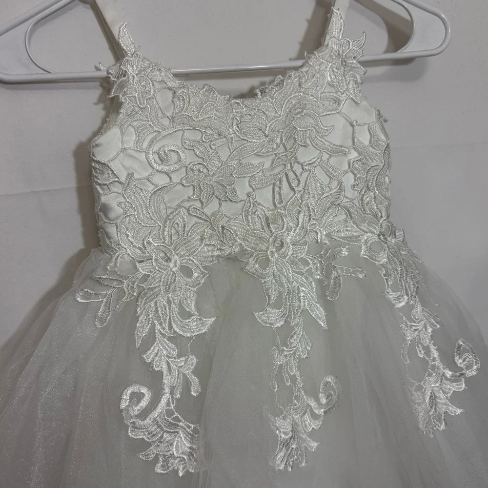 Girls Ivory Lace Tulle Flower Girl Dress | Special Occasion | Size 4-5Y